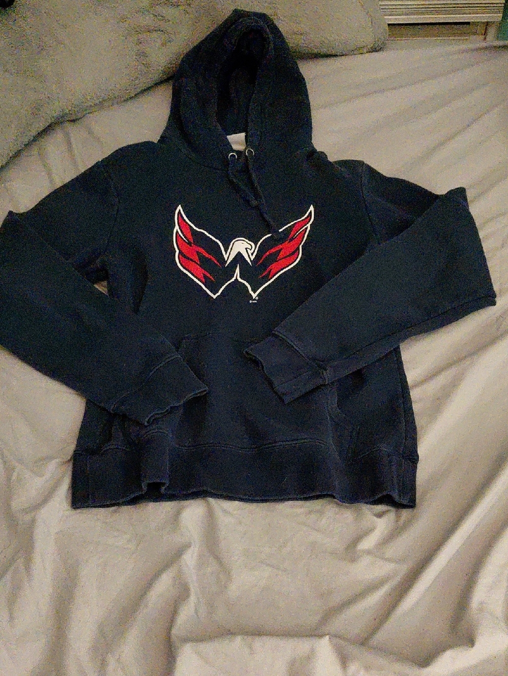 Fanatics Navy Hoodie with Red & White Logo Accent